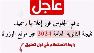 برقم الجلوس فور إعلانها للثانوية العامة 2024