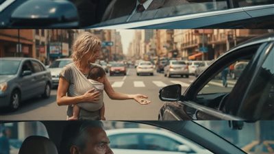 ابنتي تتسول في الاشارة
